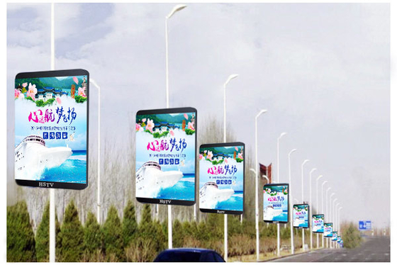 Road Street Lamp Poles 5mm Led Display , Led Video Screens Wifi 3g 4g Wireless